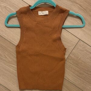 By Together Brown/Cognac Ribbed Tank Top
